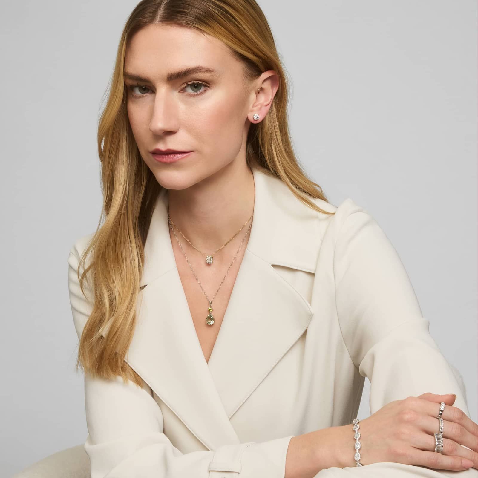 Emerald Shaped Diamond Halo Pendant with 0.75 CTW Emerald and Round Cut Lab-Grown Diamonds in 14K Yellow Gold