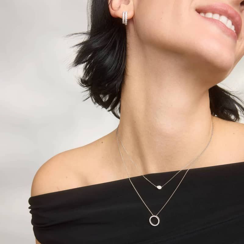 East-West Pendant Necklace with 0.3 CTW Pear Shaped Lab-Grown Diamond in 14K White Gold