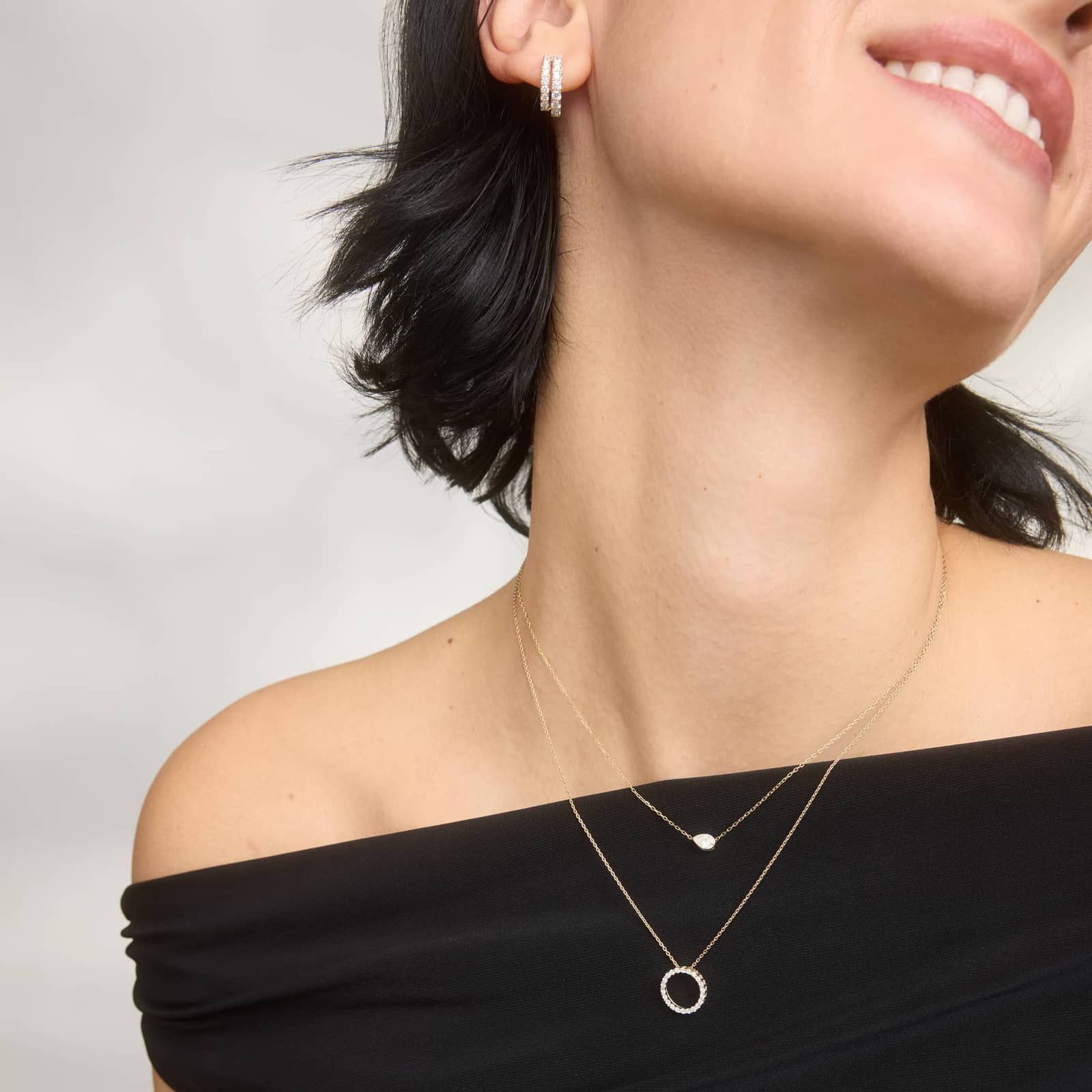 East-West Pendant Necklace with 0.3 CTW Pear Shaped Lab-Grown Diamond in 14K Yellow Gold