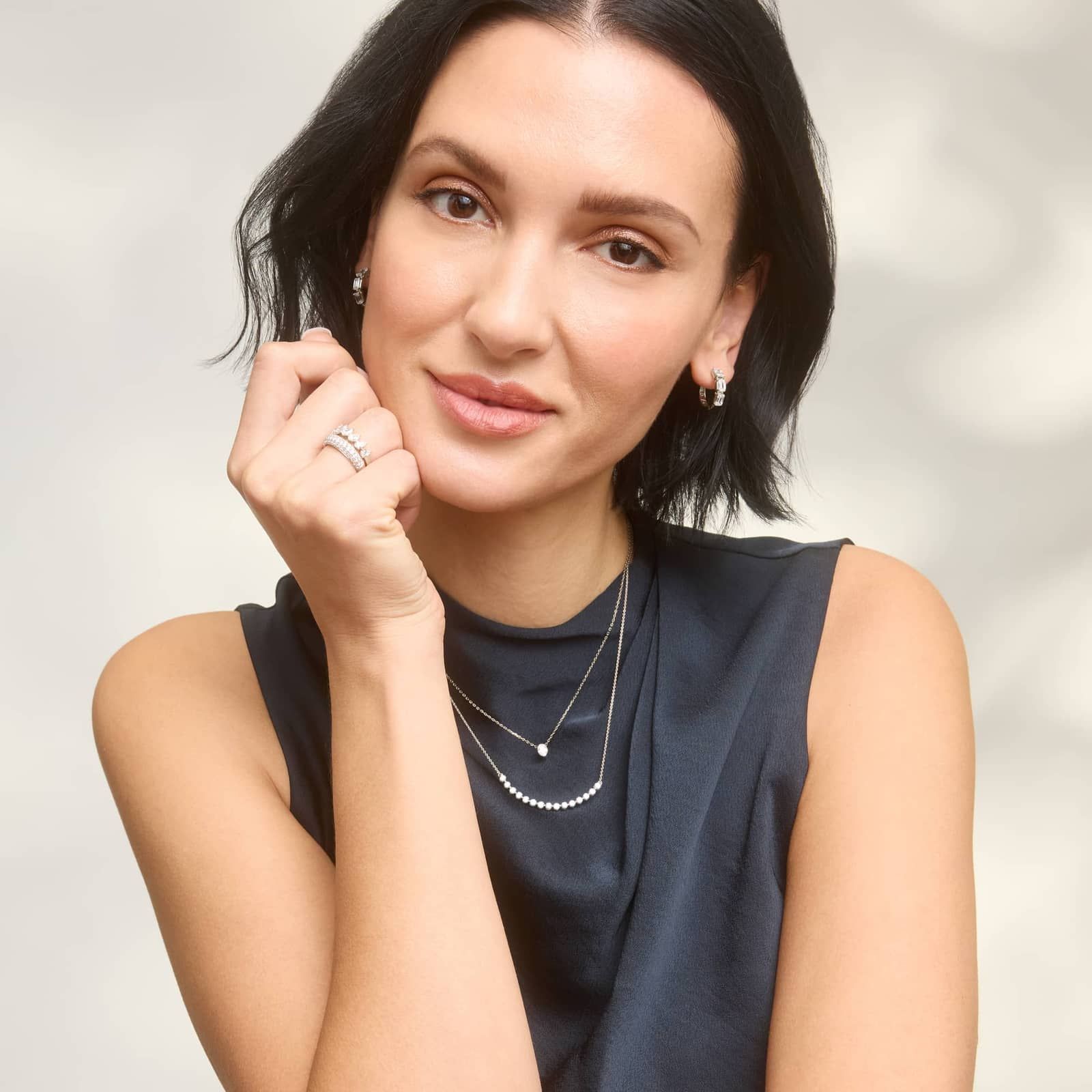 Diamond Solitaire Pendant Necklace with 0.3 CTW Oval Cut Lab-Grown Diamond in 14K White Gold