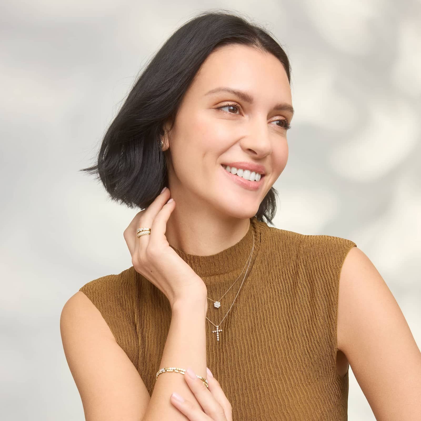 Diamond Cross Necklace with 0.3 CTW Round Cut Lab-Grown Diamonds in 14K Yellow Gold