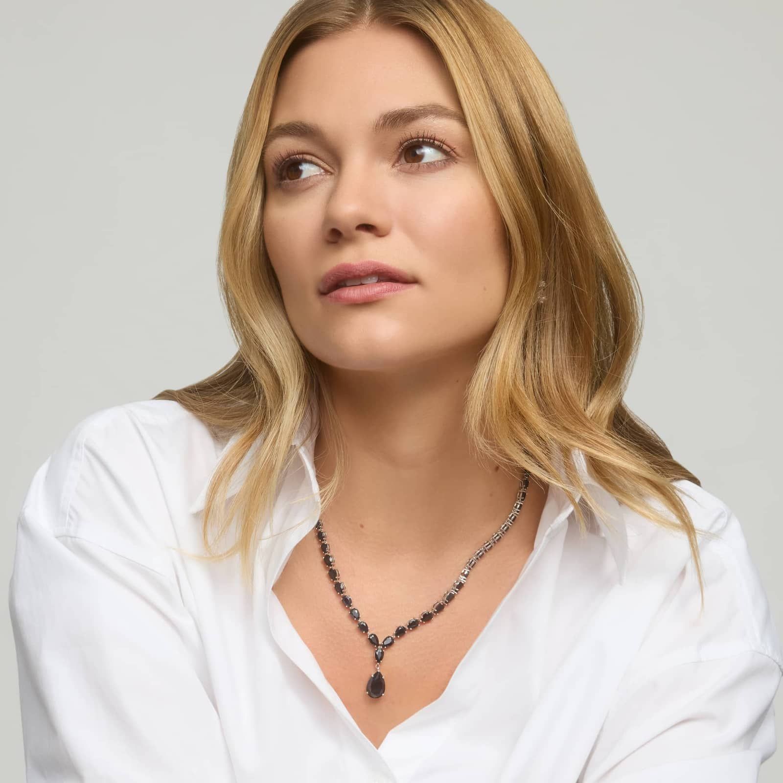 Black Onyx Drop Necklace in Sterling Silver