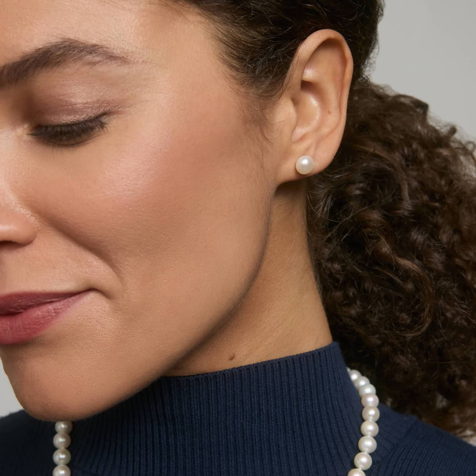 Pearl Necklace, Bracelet, Stud Set with Freshwater Pearls in 14K Yellow Gold