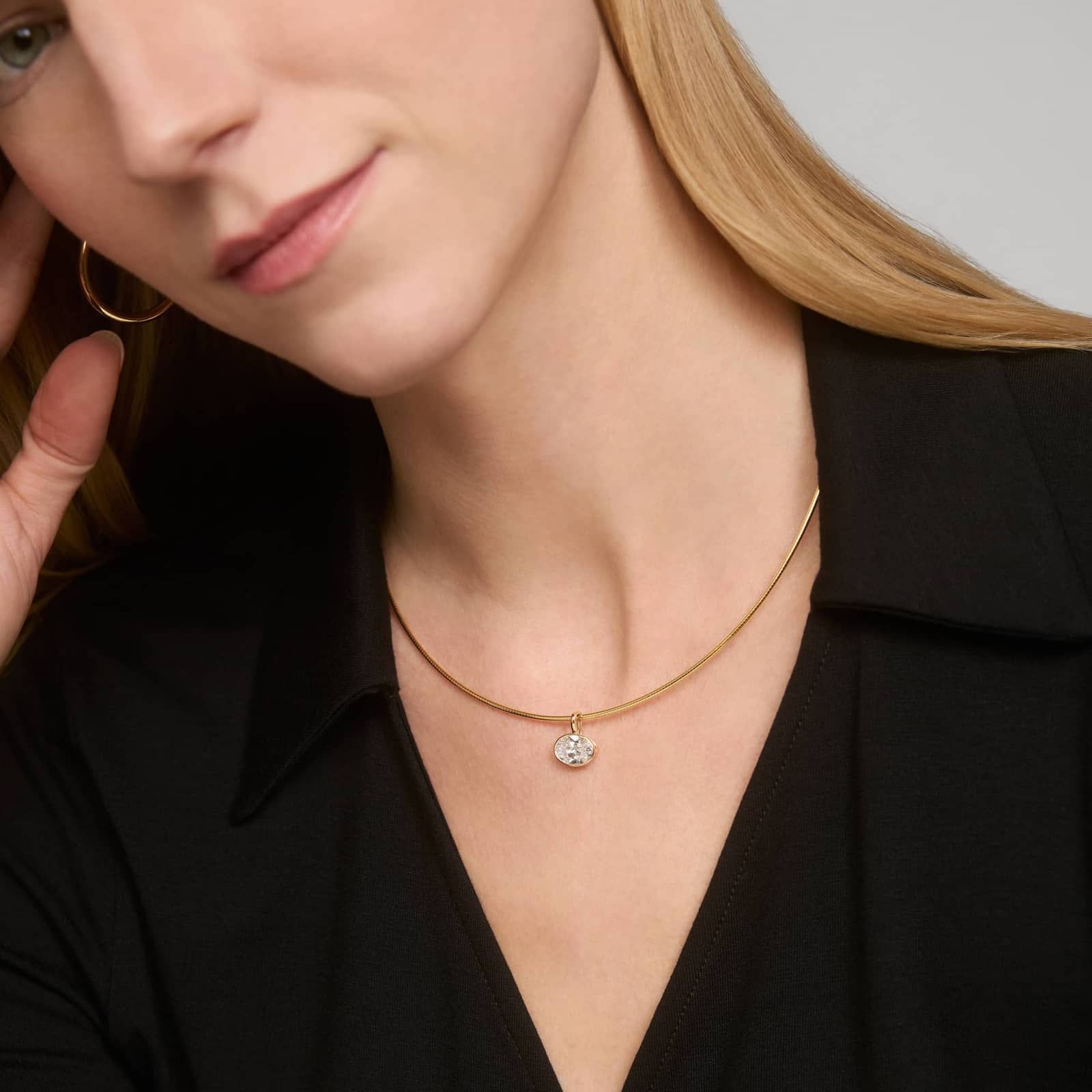 Bezel Set Oval Cut 2 CTW Lab-Grown Diamond Pendant In 14K Yellow Gold