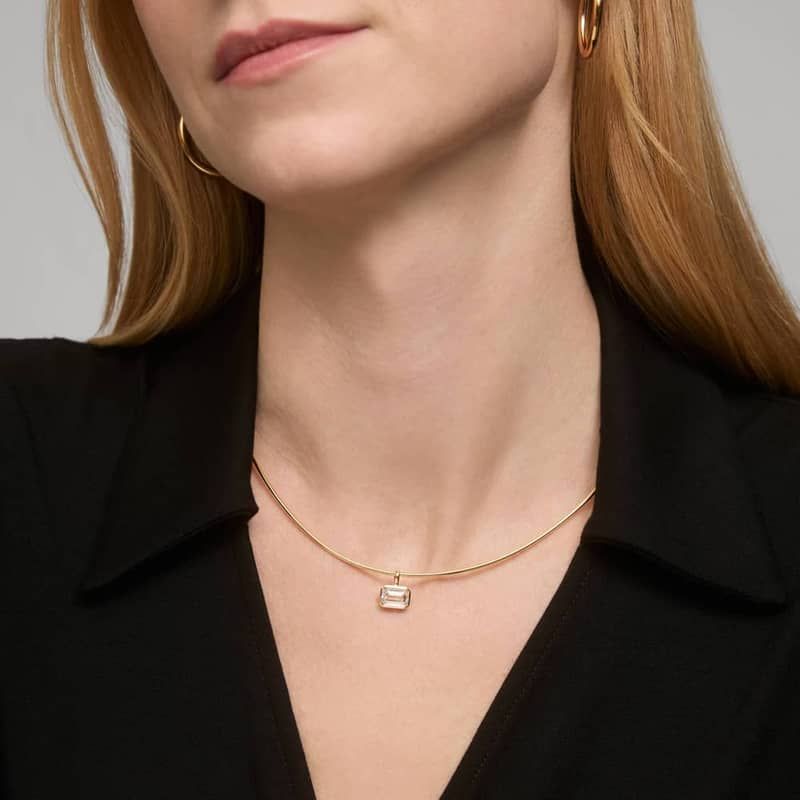 Bezel Set Emerald Cut 2 CTW Lab-Grown Diamond Pendant In 14K Yellow Gold