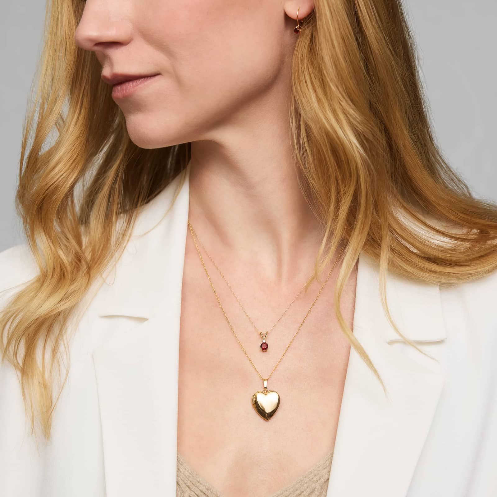 Garnet Pendant Necklace with Diamond Accent in 14K Yellow Gold