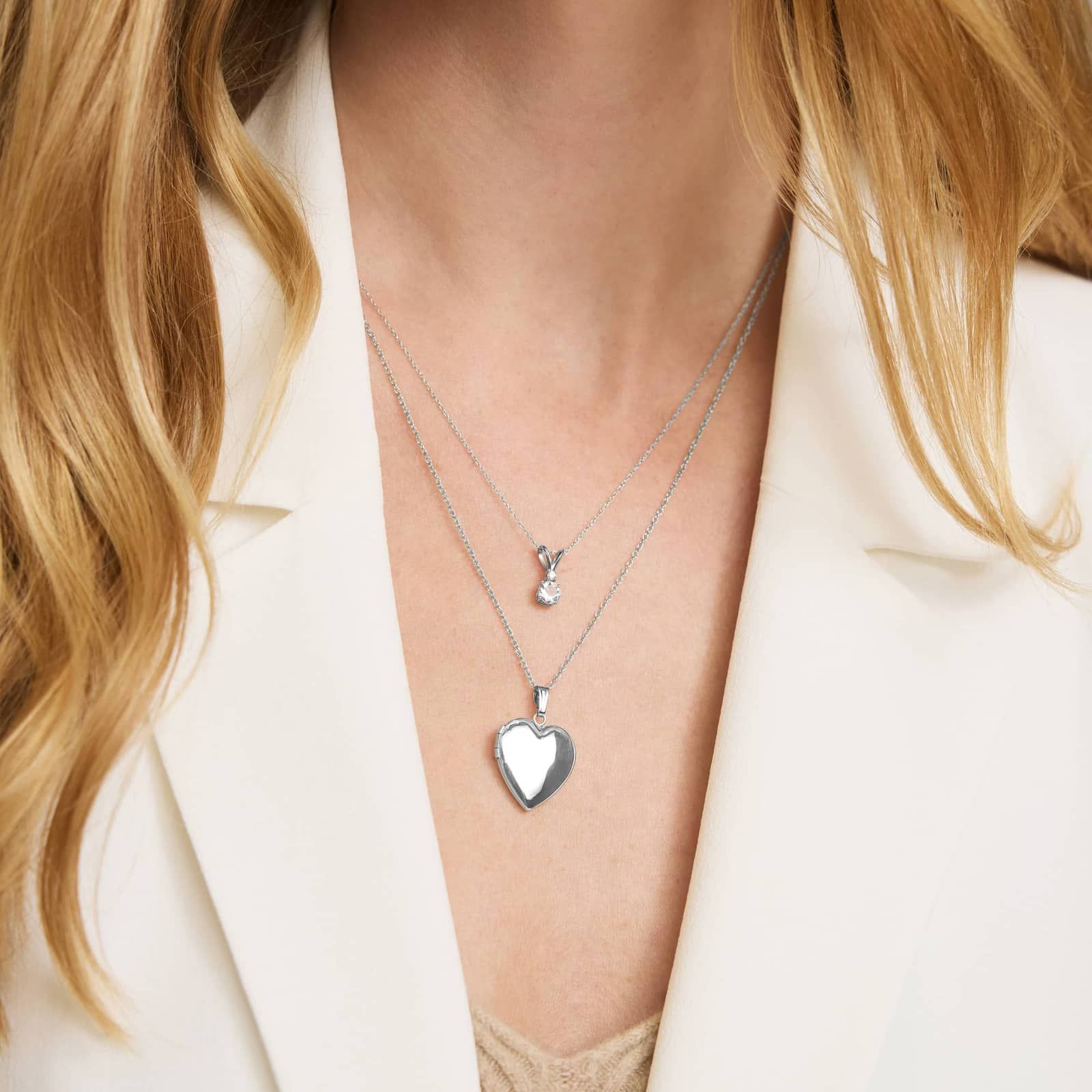 Aquamarine Pendant Necklace with Diamond Accent in 14K White Gold