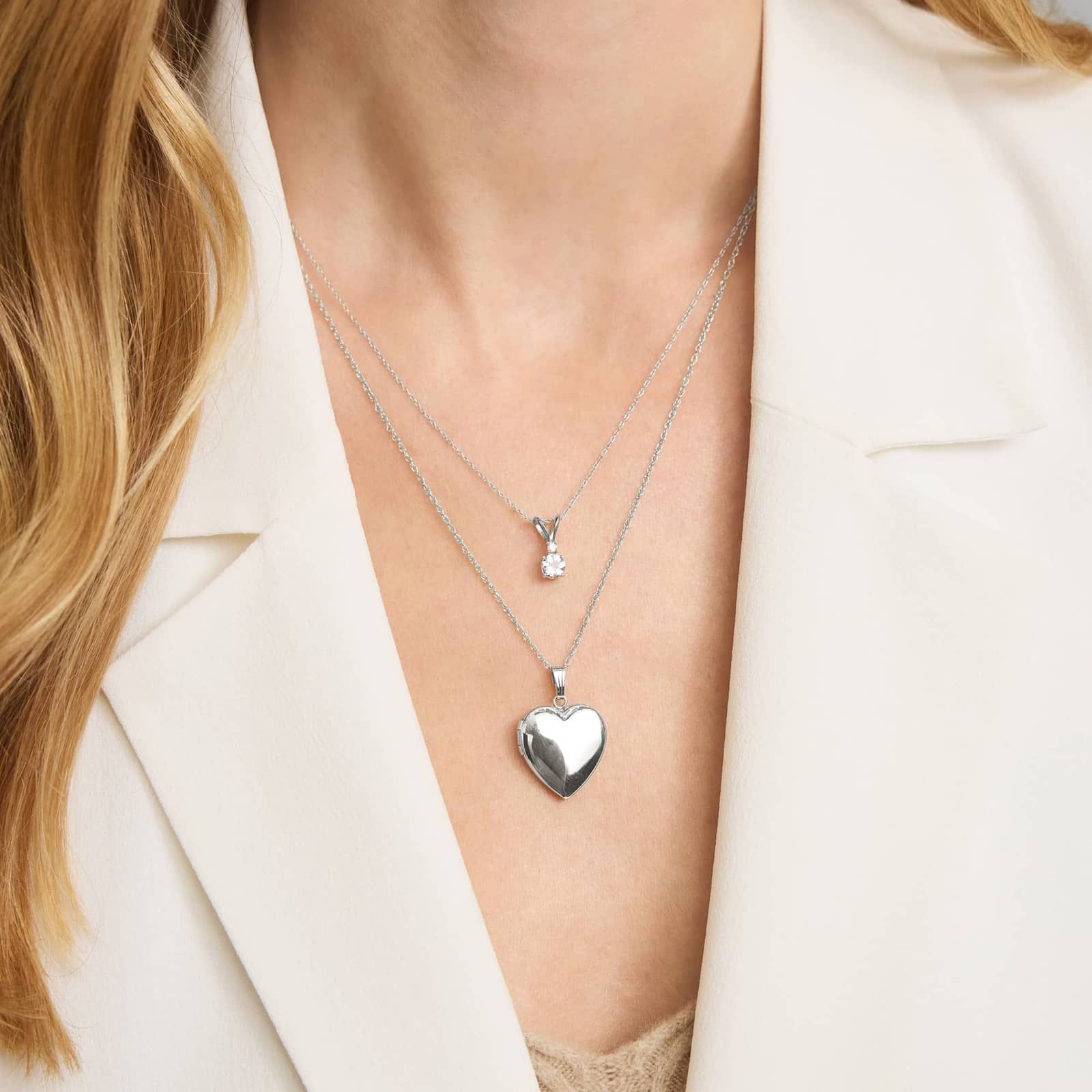 Aquamarine Pendant Necklace with Diamond Accent in 14K White Gold