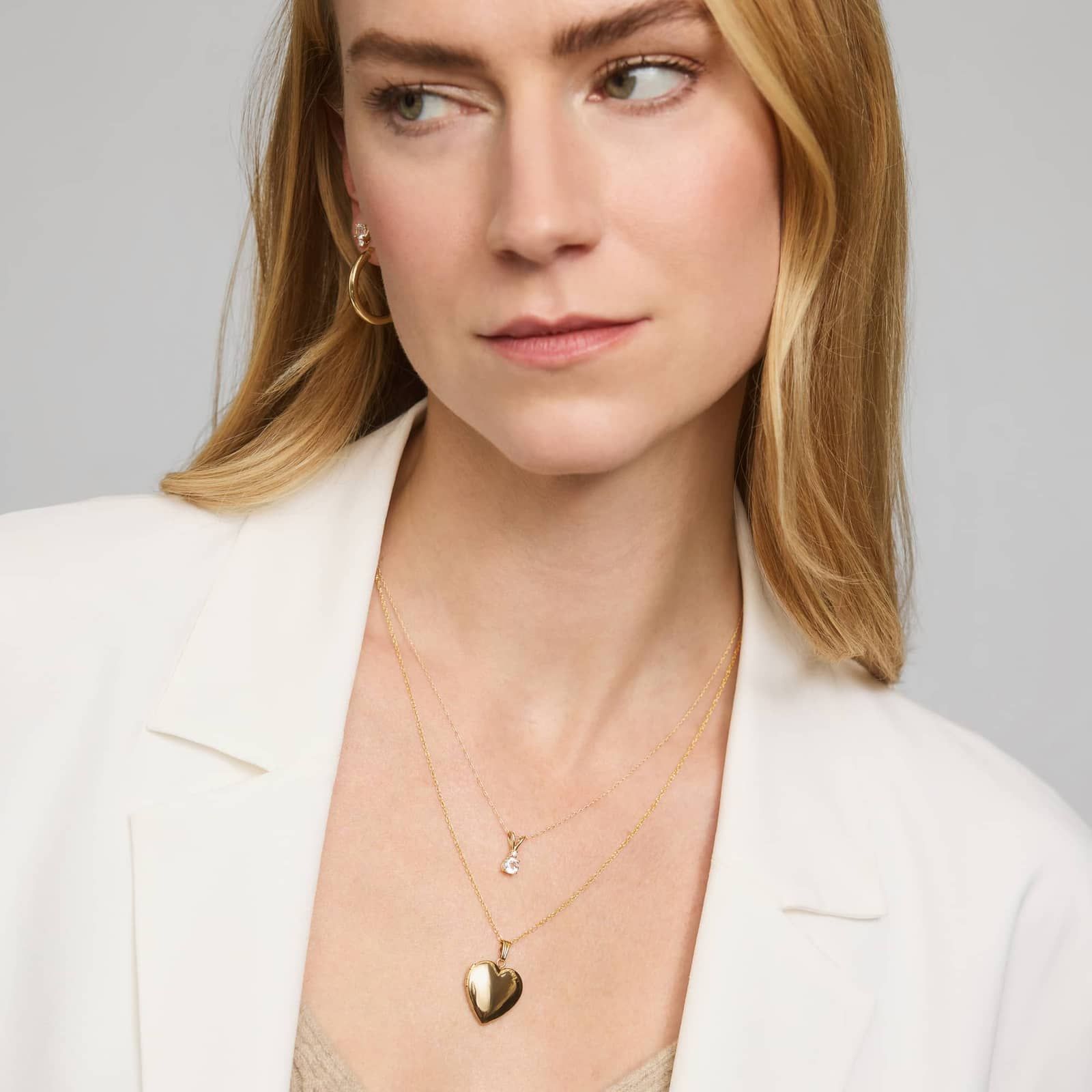 White Topaz Pendant Necklace with Diamond Accent in 14K Yellow Gold