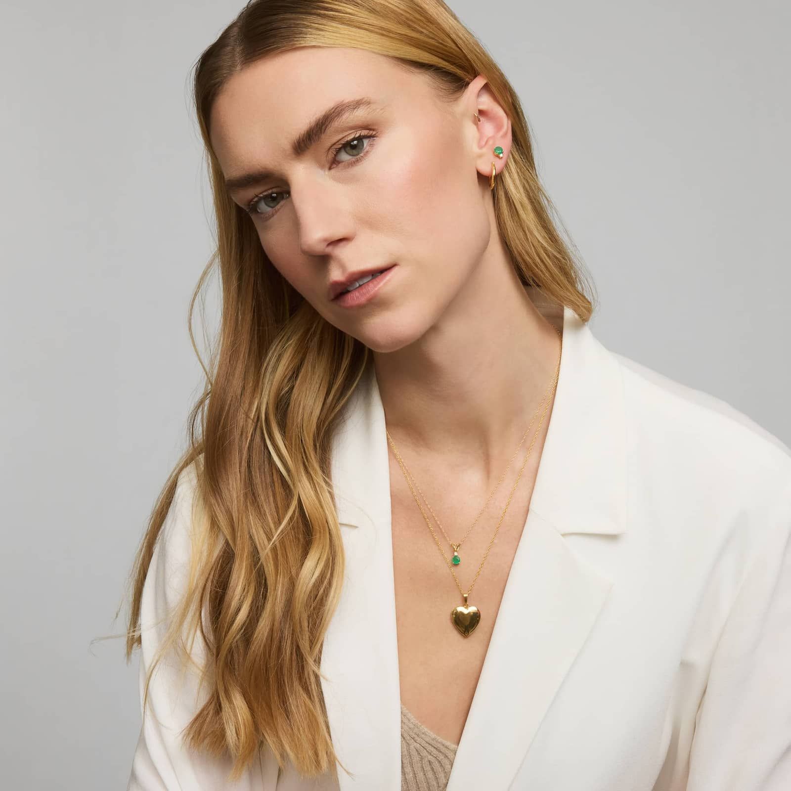 Emerald Pendant Necklace with Diamond Accent in 14K Yellow Gold