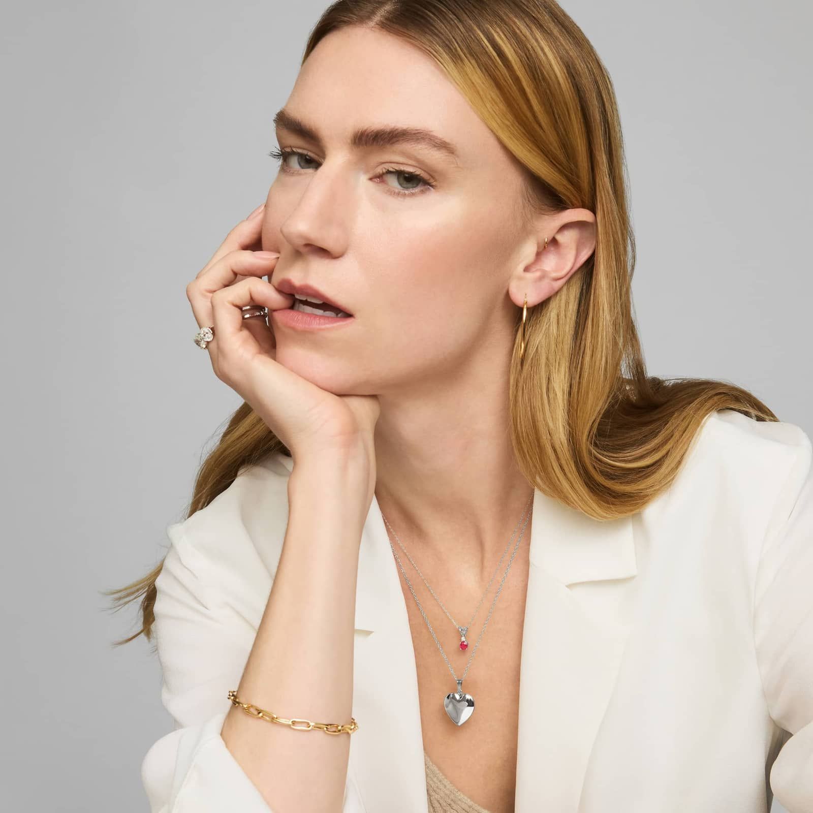 Ruby Pendant Necklace with Diamond Accent in 14K White Gold