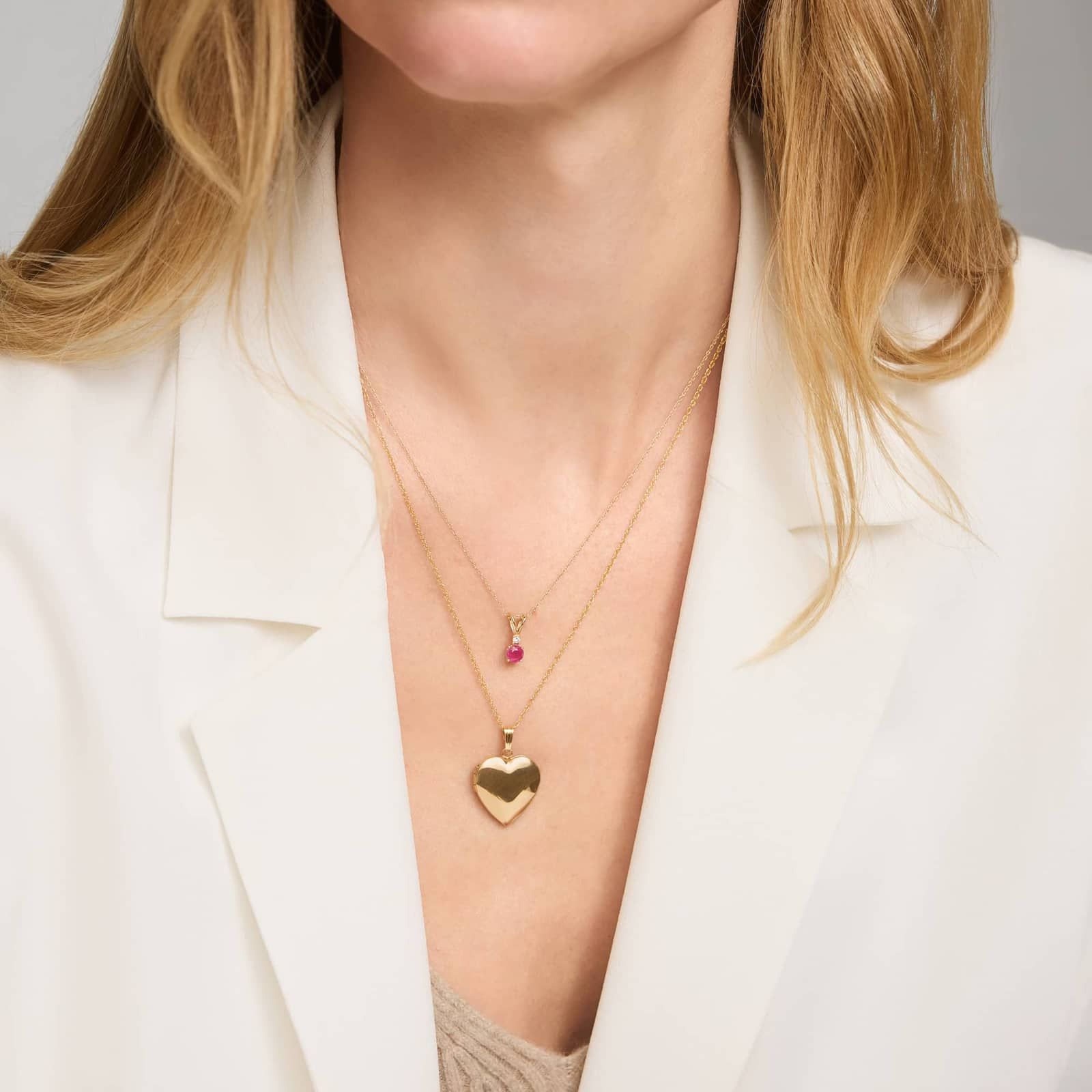 Ruby Pendant Necklace with Diamond Accent in 14K Yellow Gold