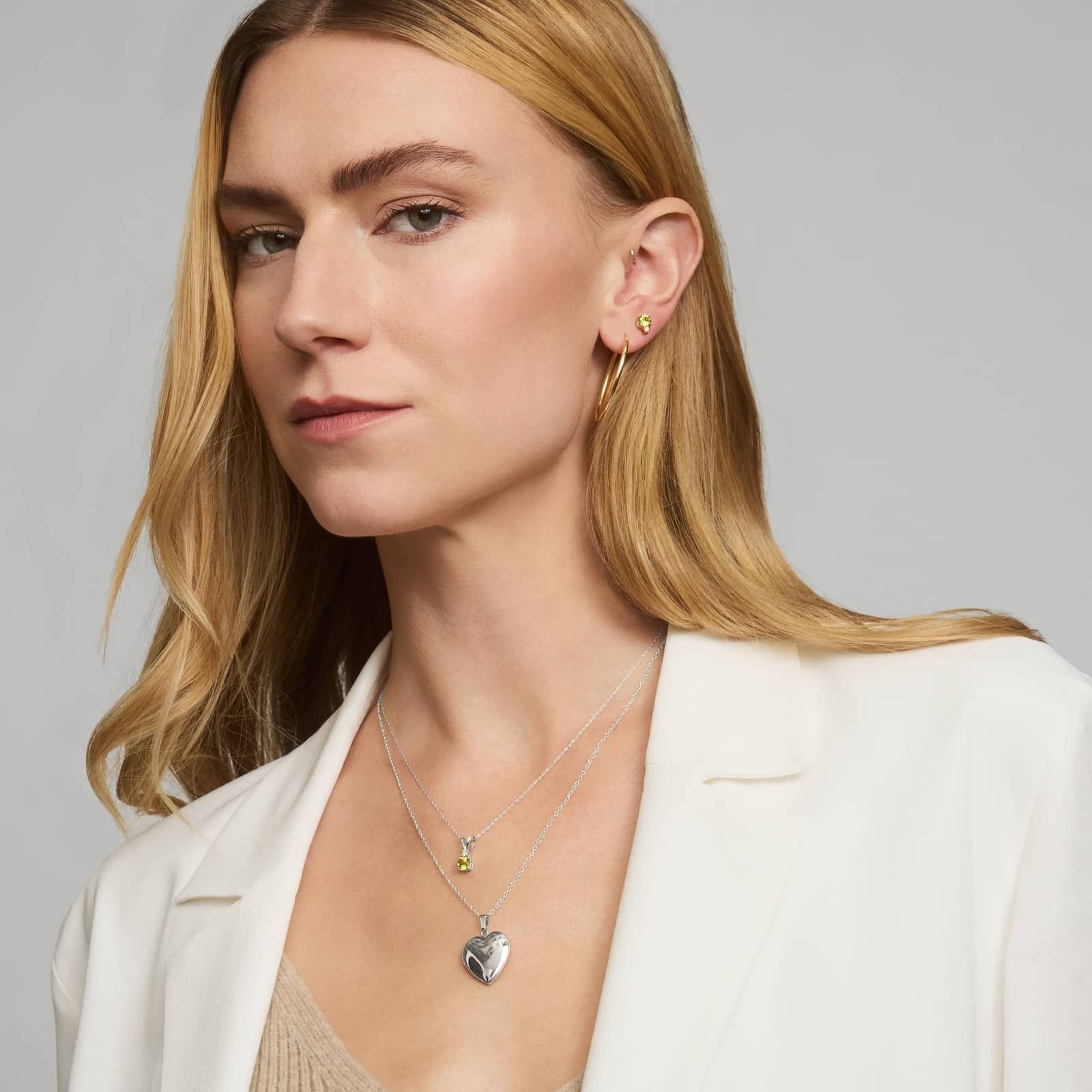 Peridot Pendant Necklace with Diamond Accent in 14K White Gold