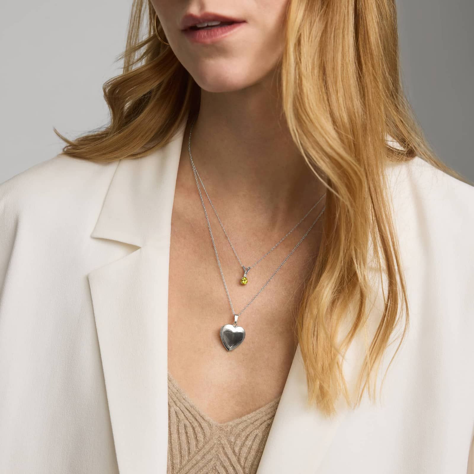 Peridot Pendant Necklace with Diamond Accent in 14K White Gold