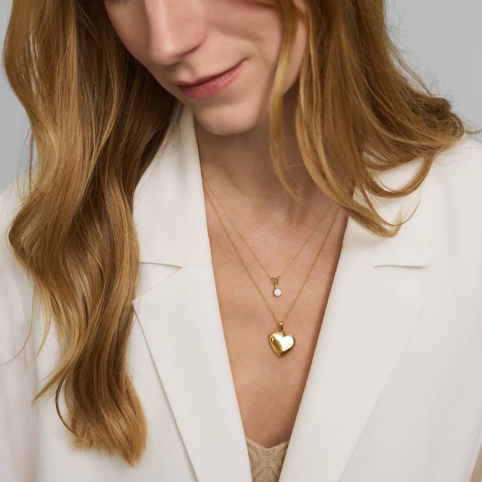 Opal Pendant Necklace with Diamond Accent in 14K Yellow Gold