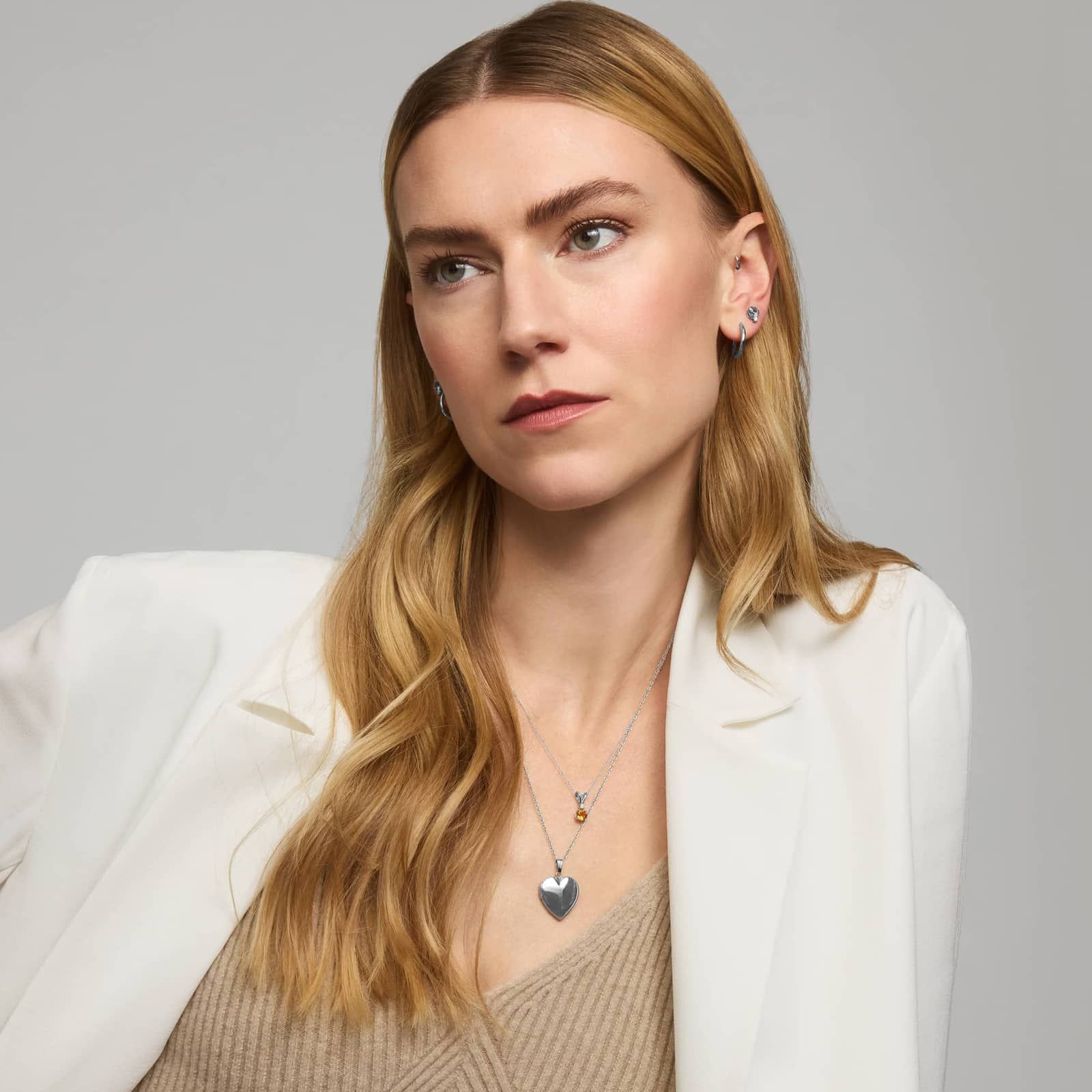 Citrine Pendant Necklace with Diamond Accent in 14K White Gold