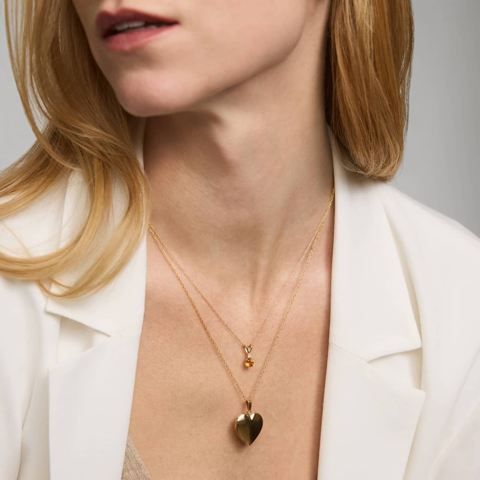 Citrine Pendant Necklace with Diamond Accent in 14K Yellow Gold