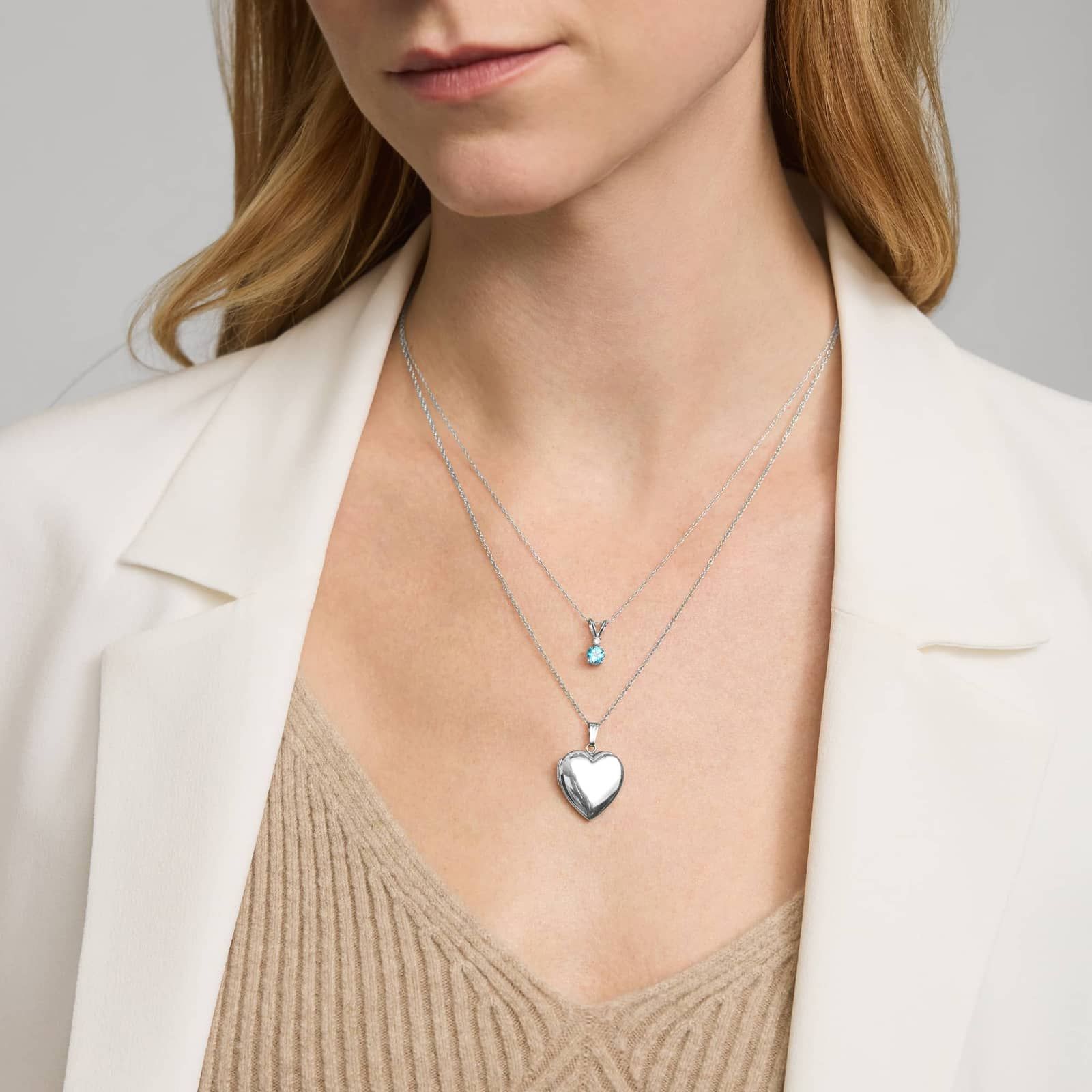 Blue Topaz Pendant Necklace with Diamond Accent in 14K White Gold