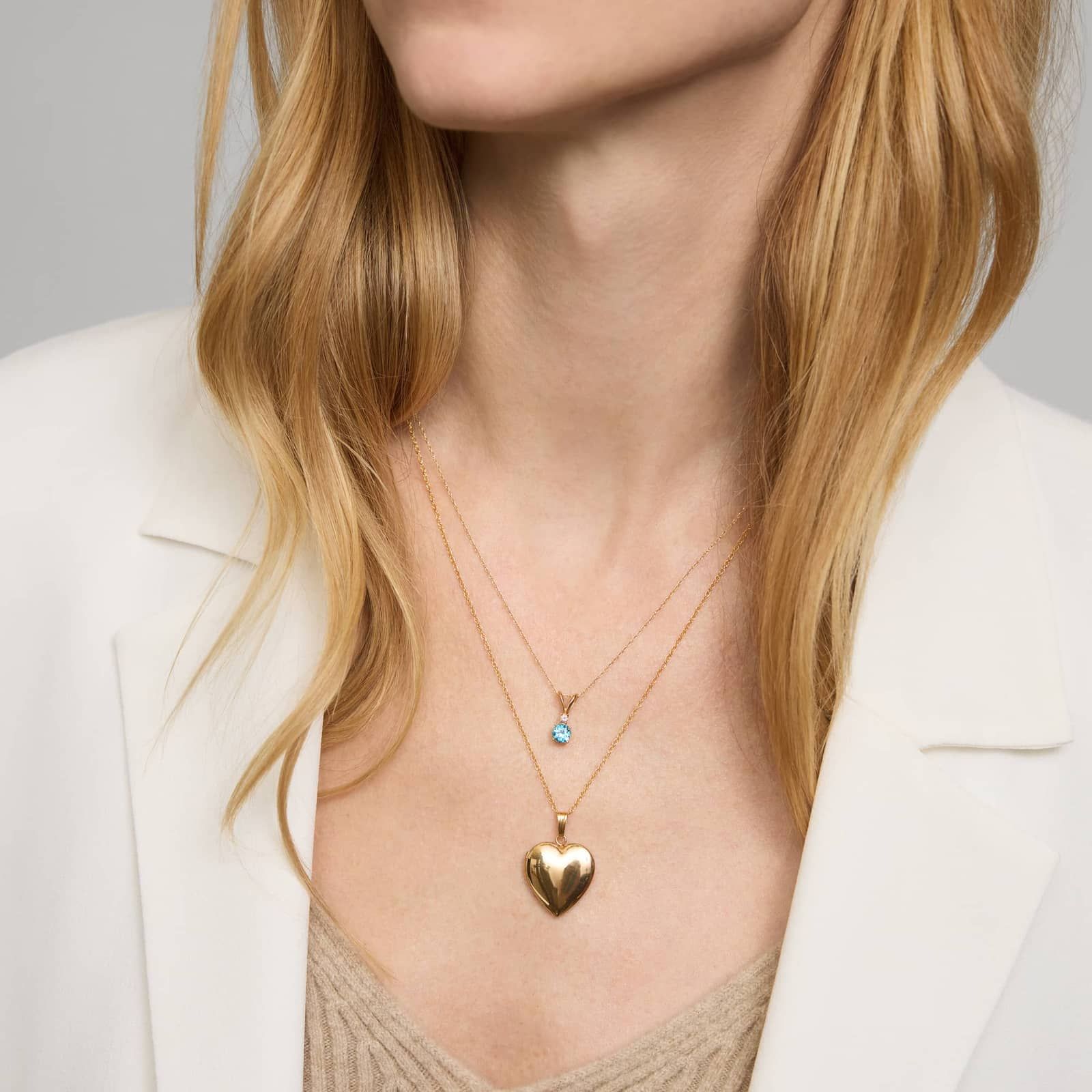 Blue Topaz Pendant Necklace with Diamond Accent in 14K Yellow Gold