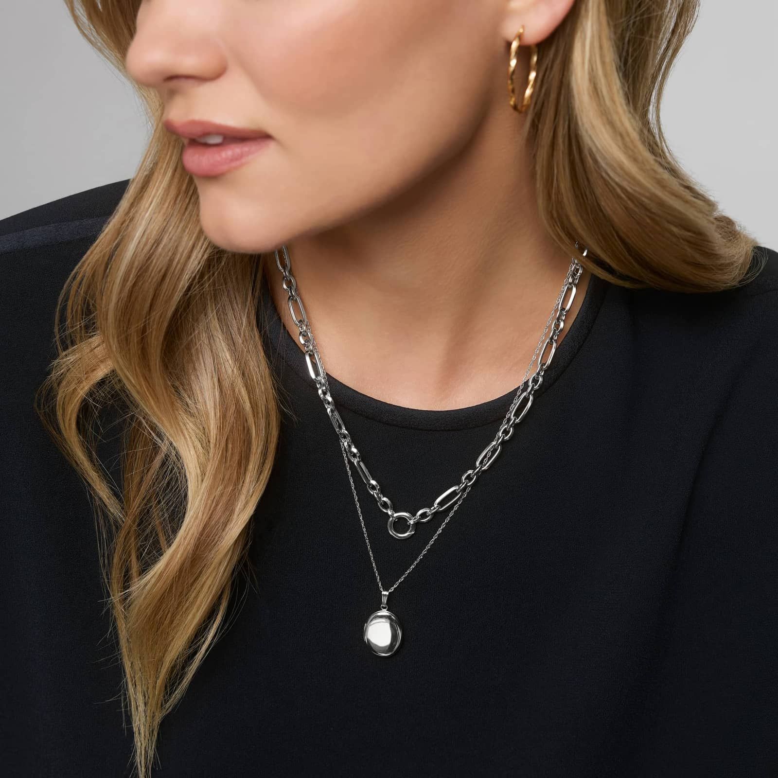 Oval Locket Necklace in 14K White Gold