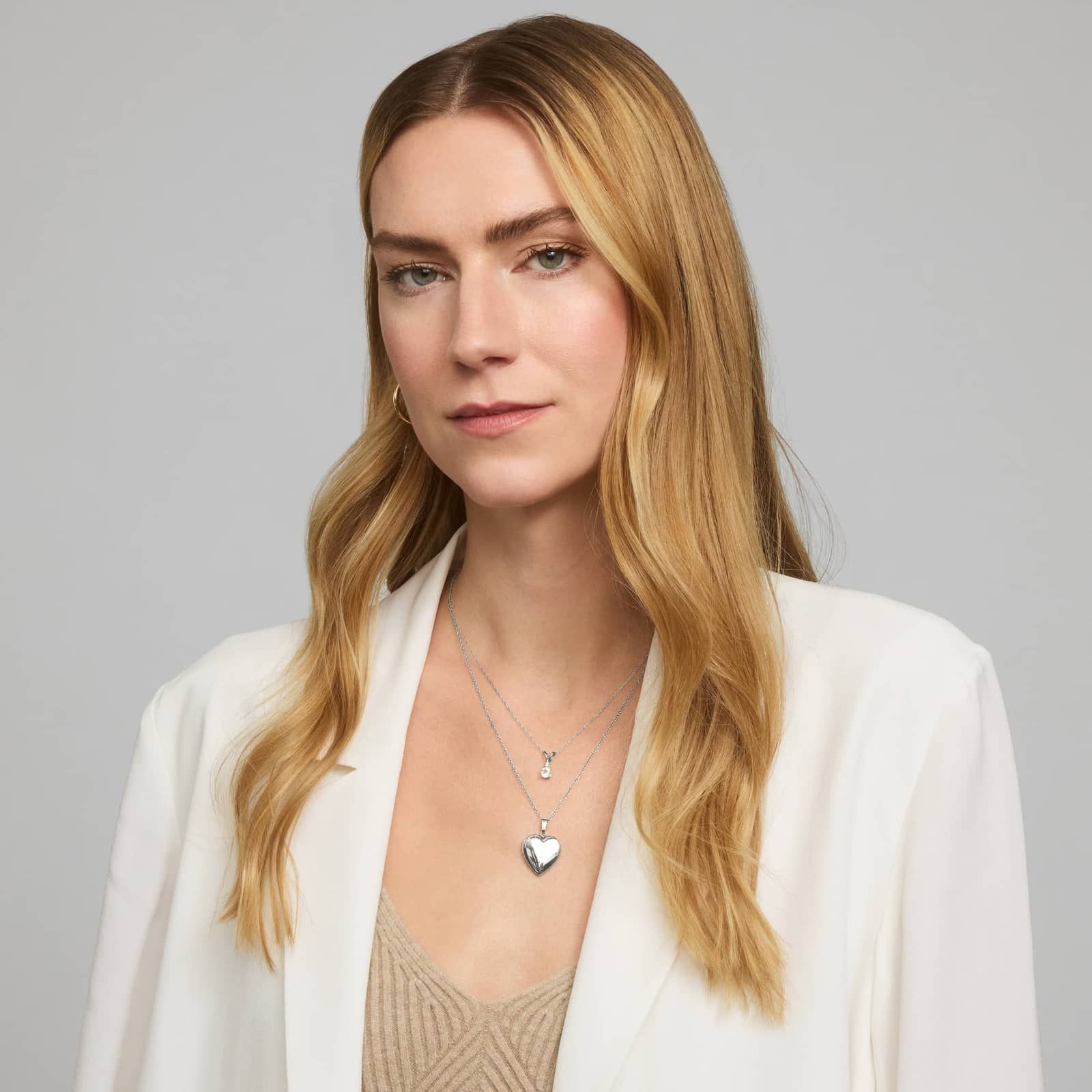 Heart Locket Necklace in 14K White Gold