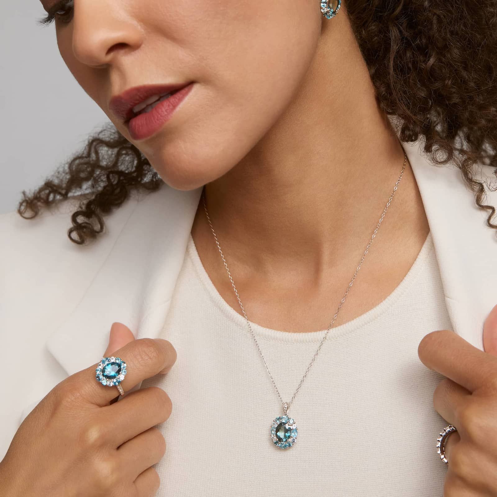 Blue Topaz Pendant Necklace in Sterling Silver