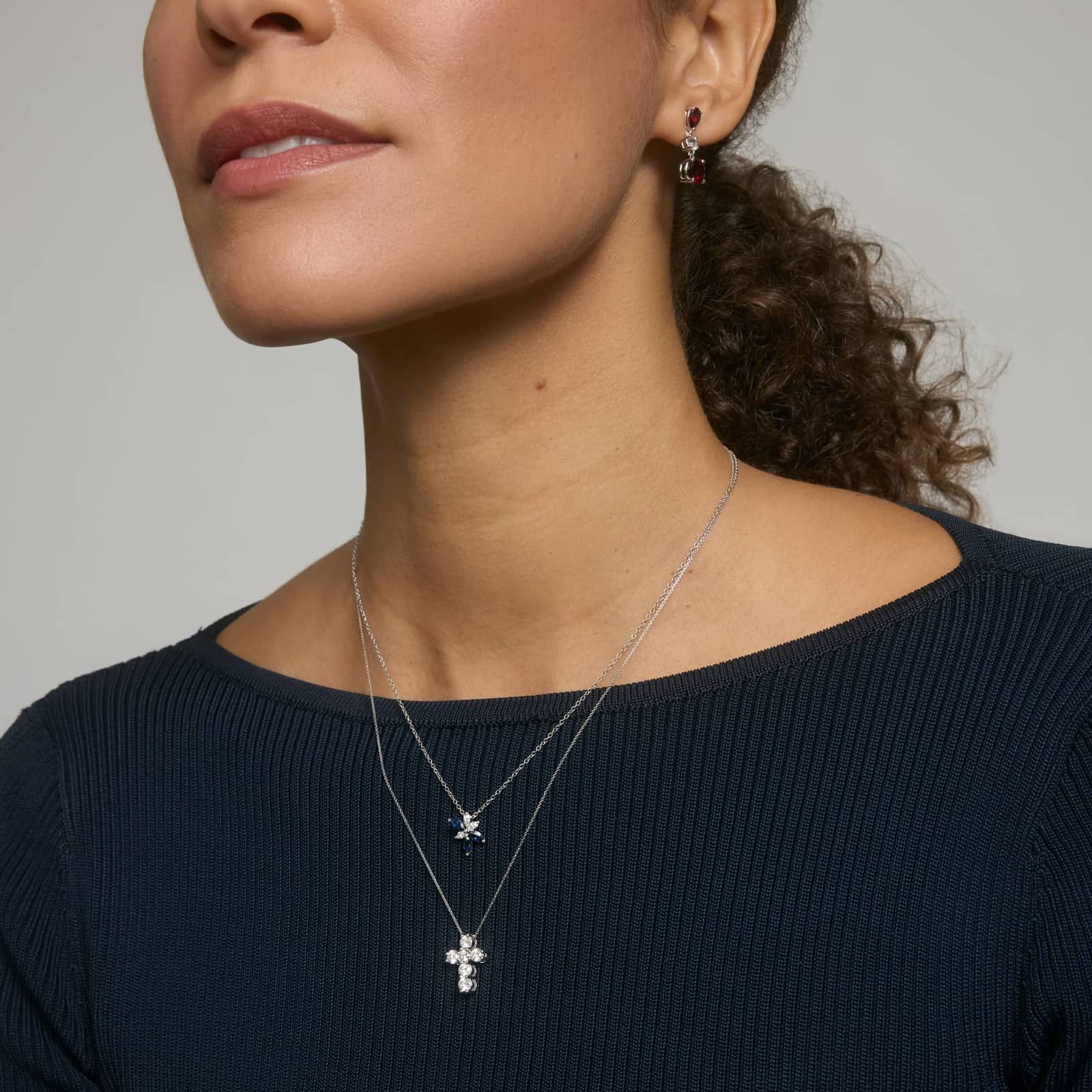 Marquise Cut Blue Sapphire and Diamond Pendant Necklace in 14K White Gold