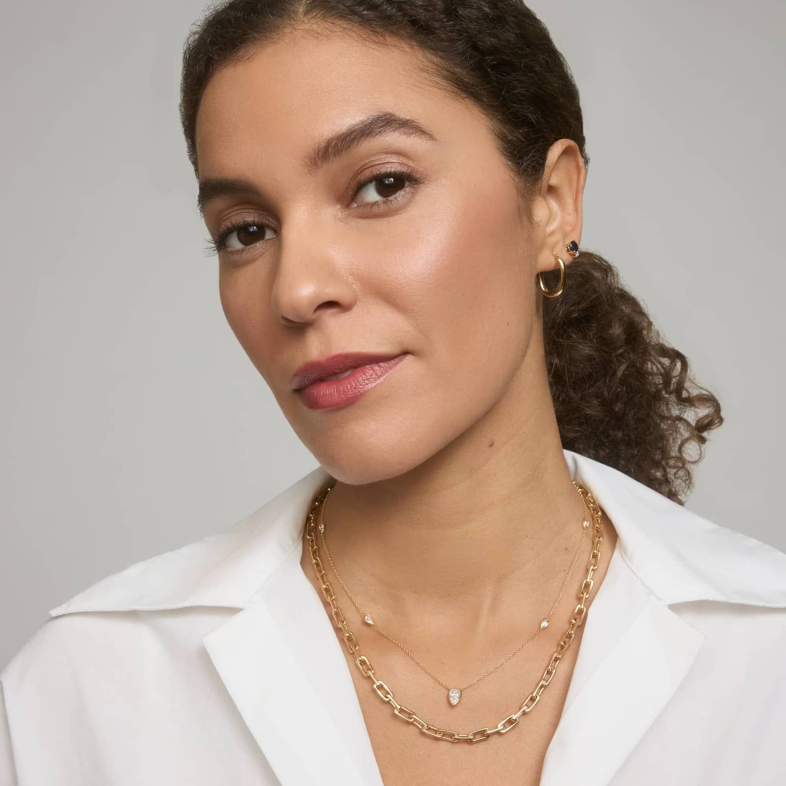 Squared Link Chain Necklace in 14K Yellow Gold