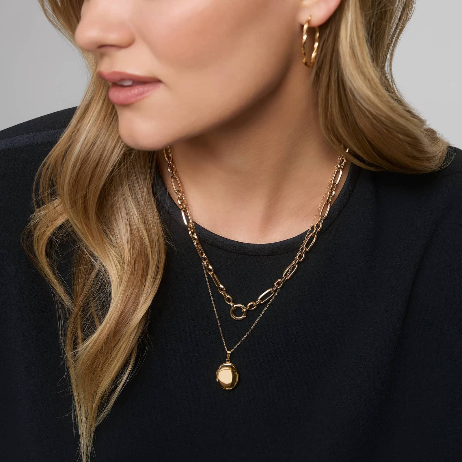 Fancy Link Chain Necklace in 14K Yellow Gold