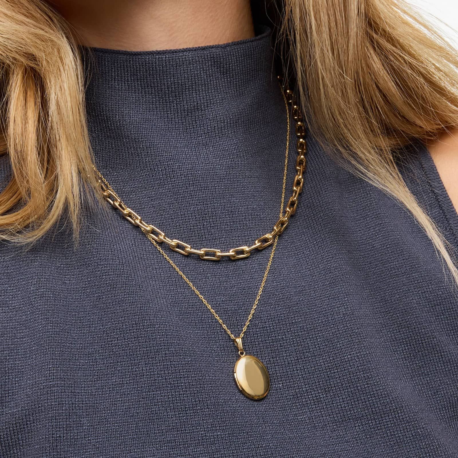 Elongated Link Necklace in 14K Yellow Gold