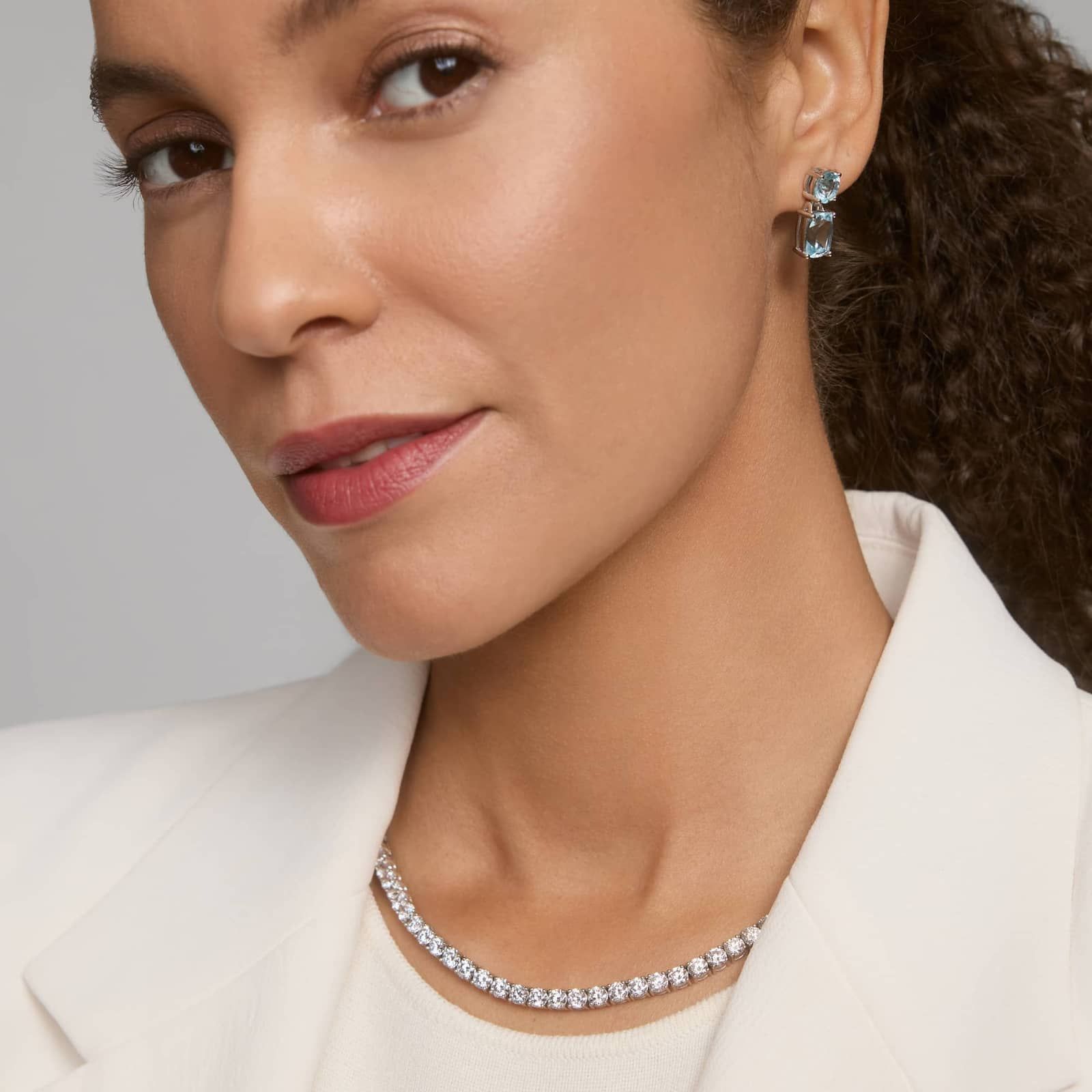 Diamond Tennis Necklace with 30 CTW Round Cut Diamonds in 14K White Gold