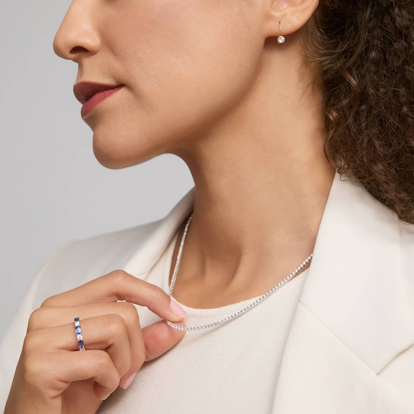 Diamond Tennis Necklace with 4 CTW Round Cut Diamonds in 14K White Gold