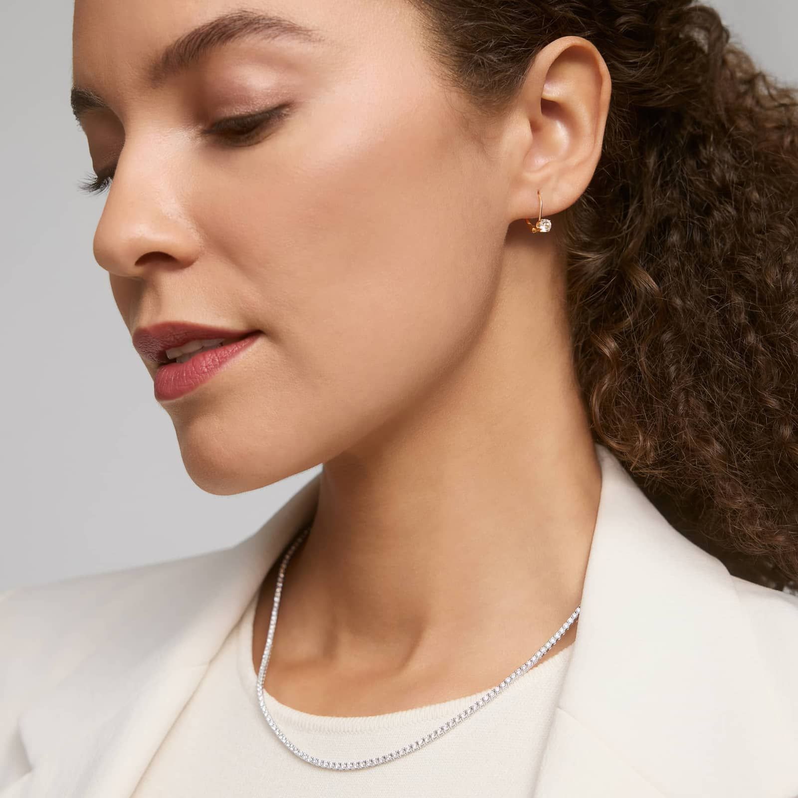 Diamond Tennis Necklace with 4 CTW Round Cut Lab-Grown Diamonds in 14K White Gold