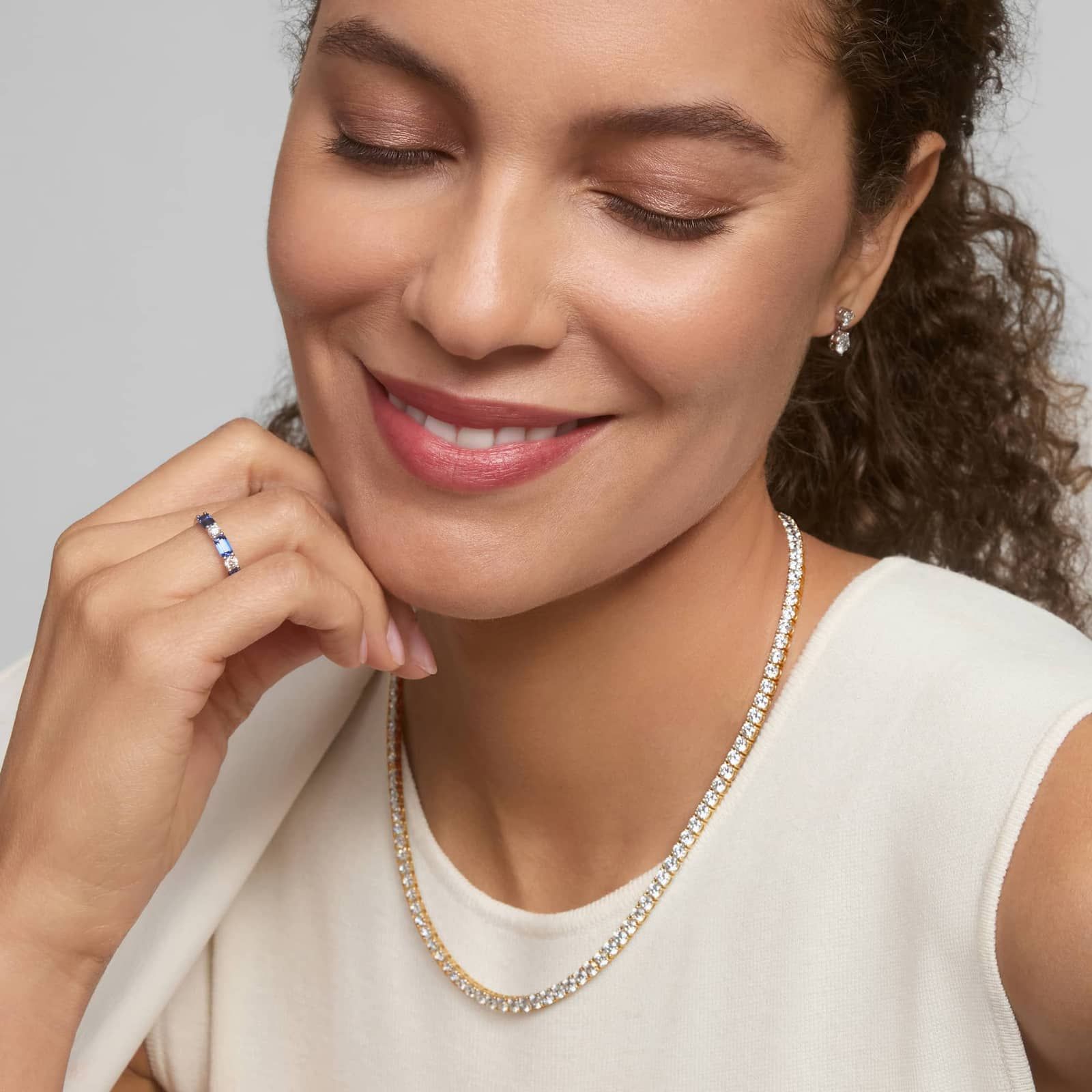 Diamond Tennis Necklace with 22 CTW Round Cut Lab-Grown Diamonds in 14K Yellow Gold