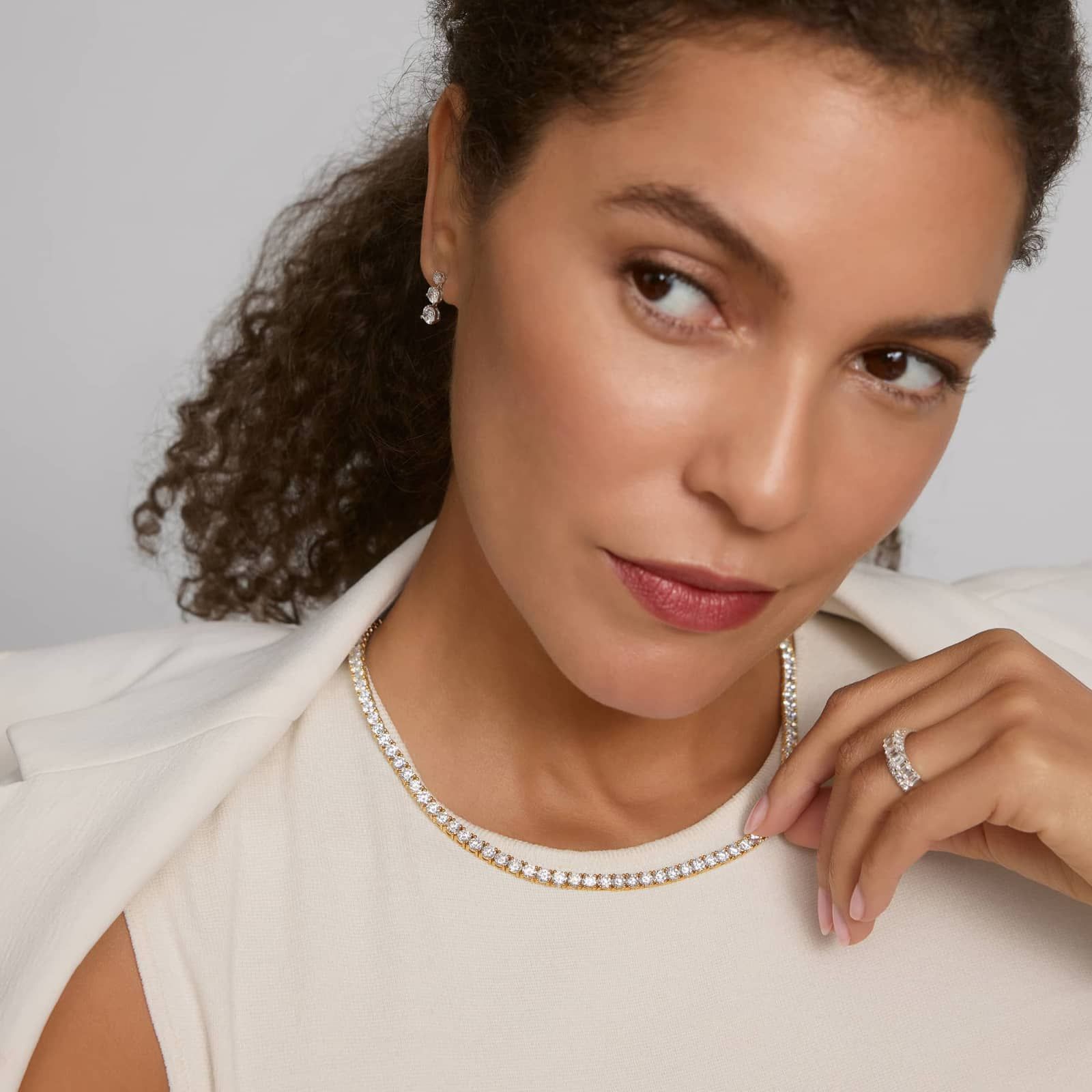 Diamond Tennis Necklace with 26 CTW Round Cut Diamonds in 14K Yellow Gold