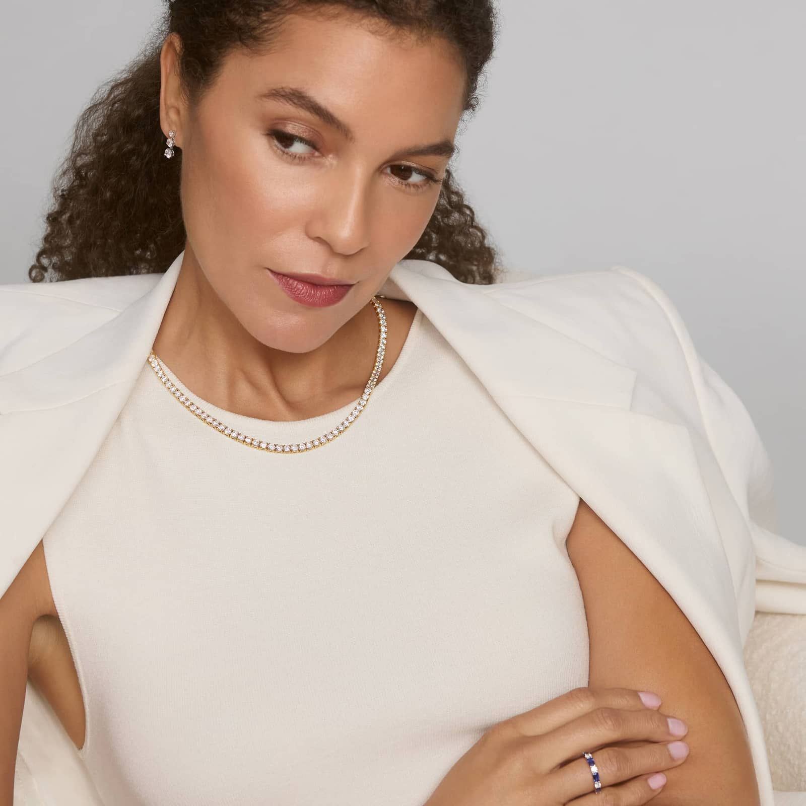 Diamond Tennis Necklace with 26 CTW Round Cut Diamonds in 14K Yellow Gold