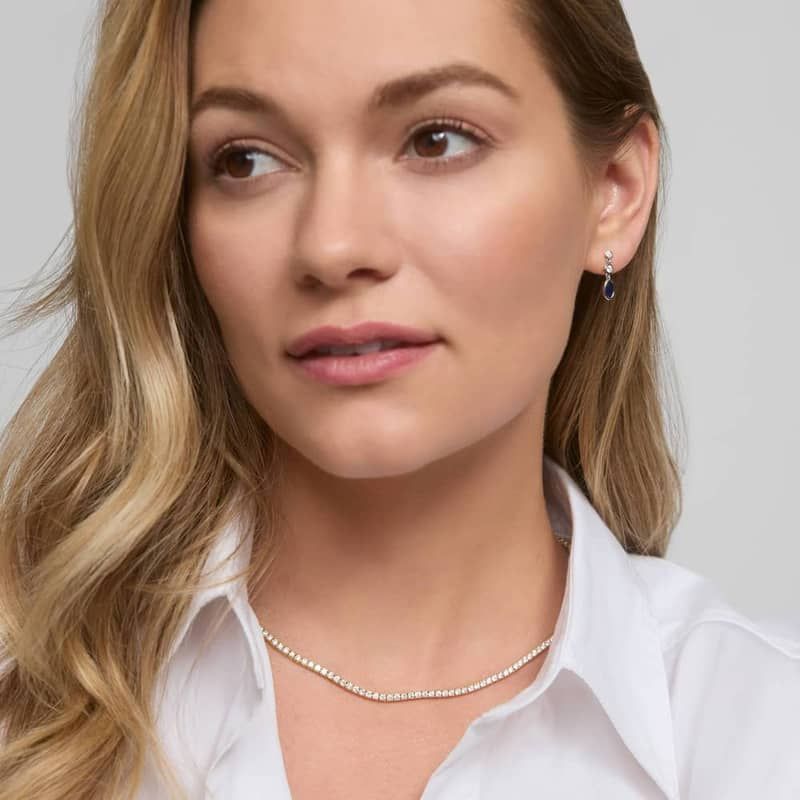 Diamond Tennis Necklace with 8 CTW Round Cut Lab-Grown Diamonds in 14K Yellow Gold