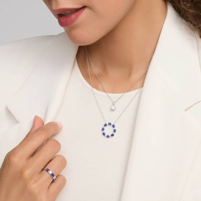 1 CTW Round Cut Lab-Grown Diamond Pendant Necklace with Diamond Bale in 14K White Gold