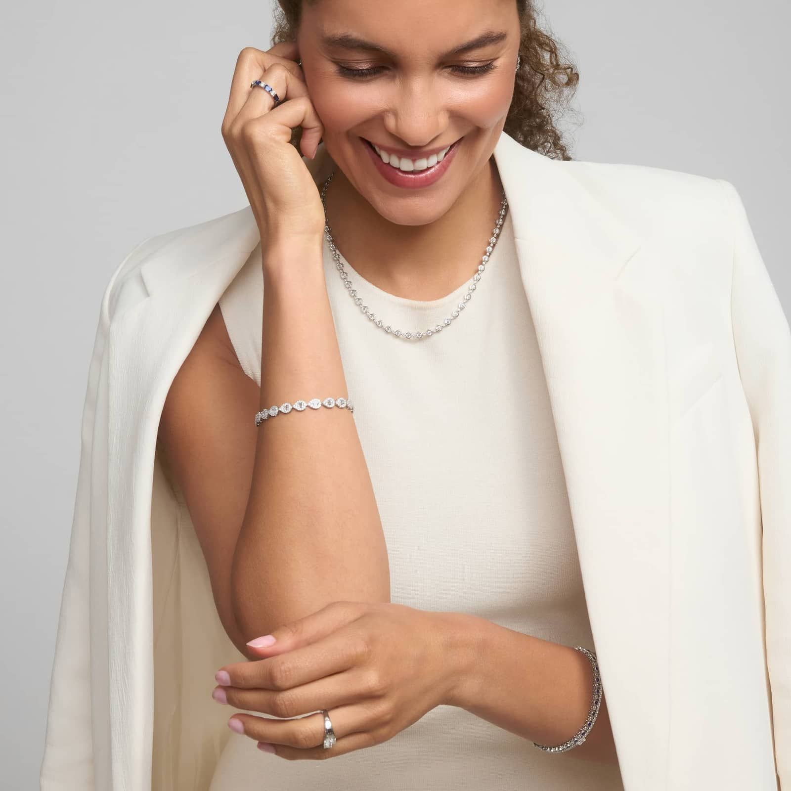 Diamond Necklace with 3.75 CTW Round Cut Diamonds in 14K White Gold