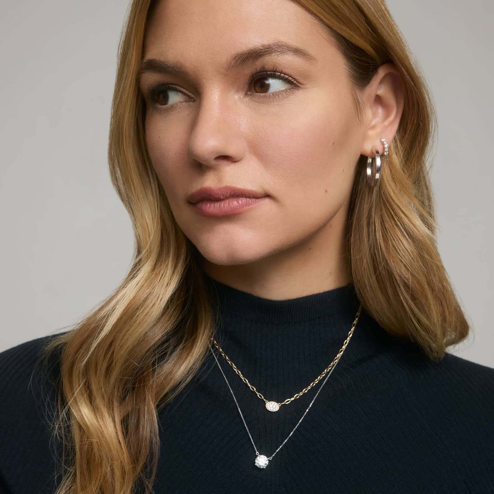 Diamond Pendant Necklace with 2 CTW Round Cut Lab-Grown Diamonds in 14K White Gold