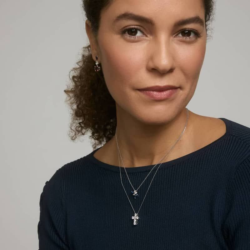 Diamond Cross Necklace with 1 CTW Round Cut Lab-Grown Diamonds in 14K White Gold