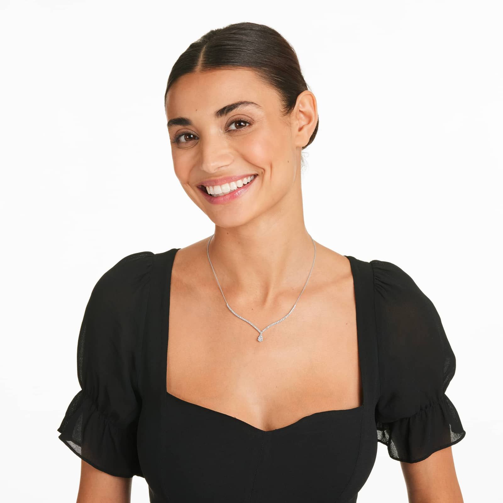 Cascade Diamond Tennis Necklace In 14K White Gold