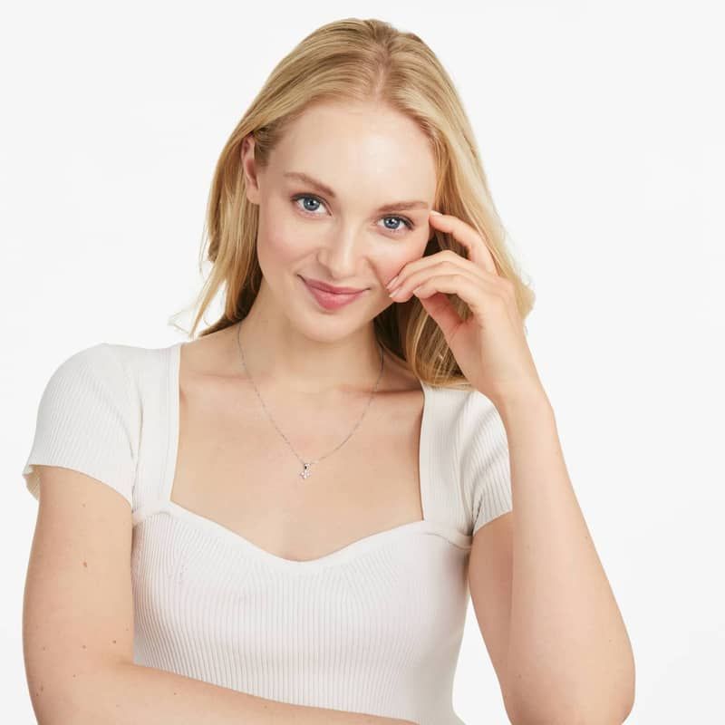 Blossom Lab-Grown Diamond Pendant In 14K White Gold