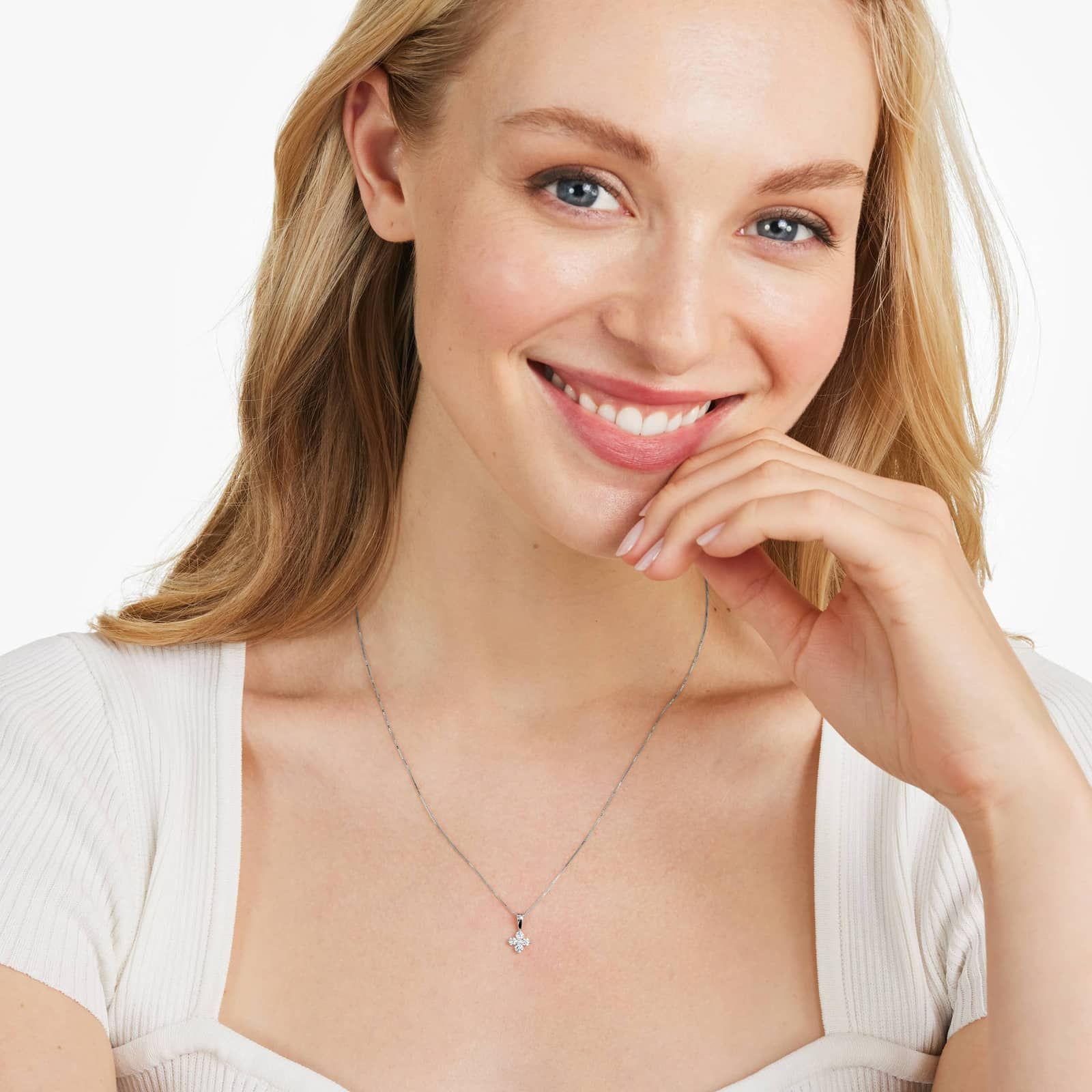 Blossom Lab-Grown Diamond Pendant In 14K White Gold