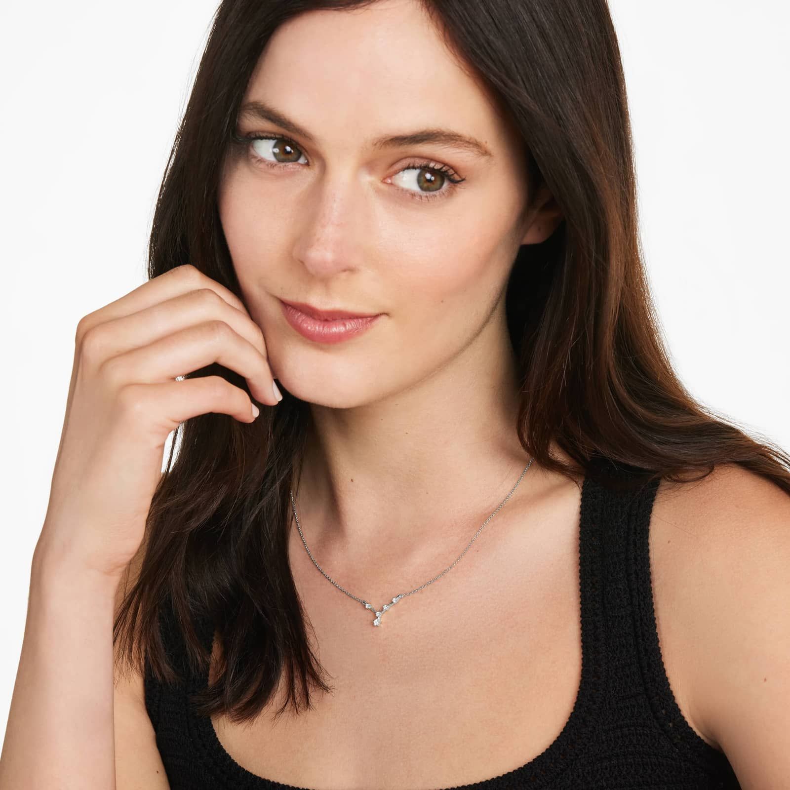Lab-Grown Diamond Cancer Constellation Necklace In 14K White Gold