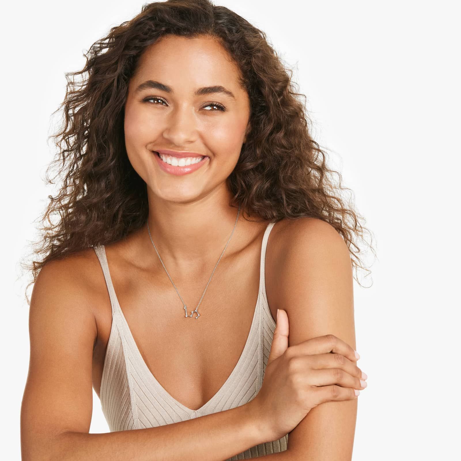 Lab-Grown Diamond Leo Constellation Necklace In 14K White Gold