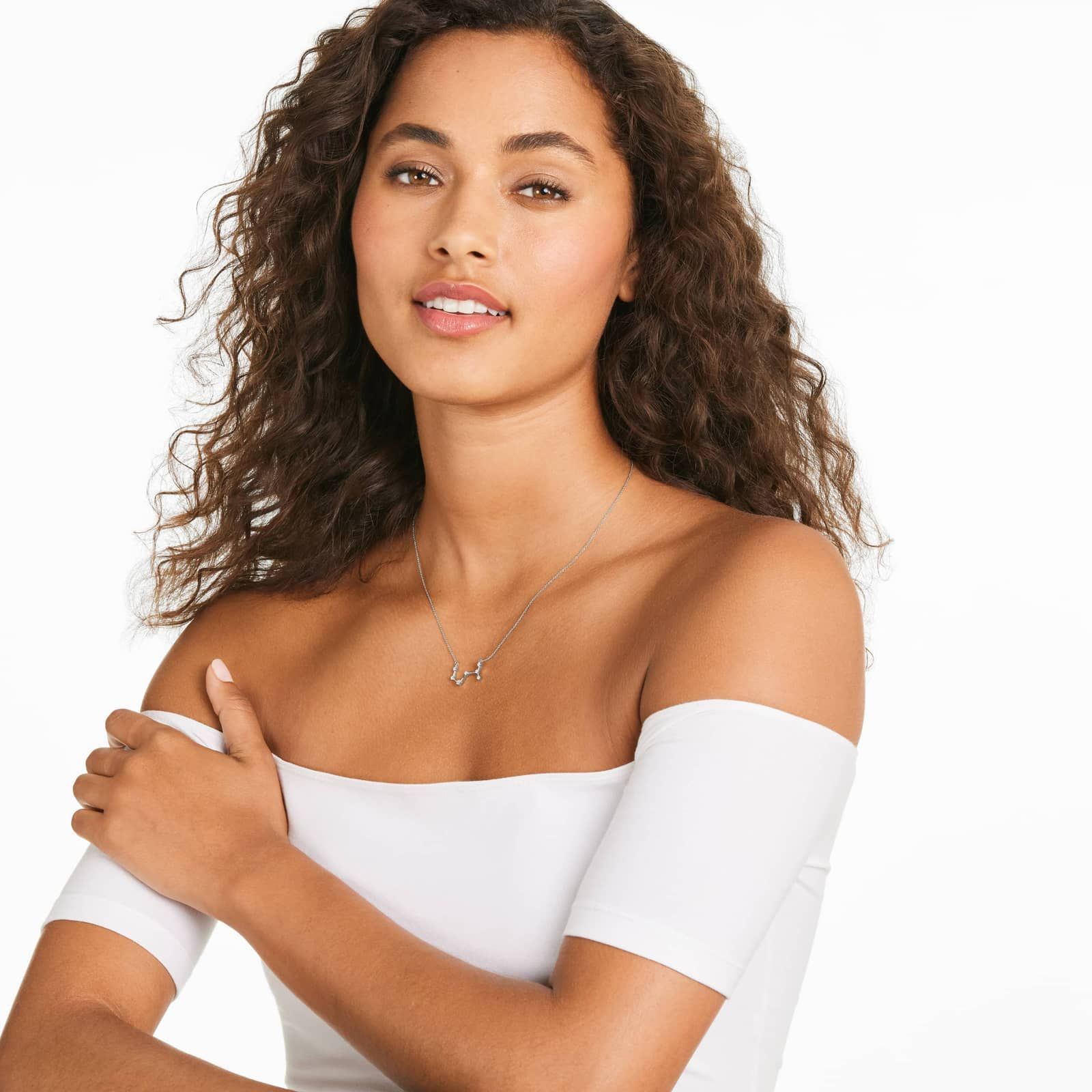 Lab-Grown Diamond Scorpio Constellation Necklace In 14K White Gold