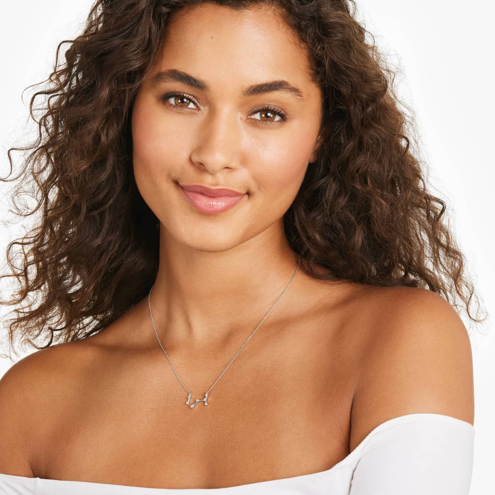 Lab-Grown Diamond Scorpio Constellation Necklace In 14K White Gold