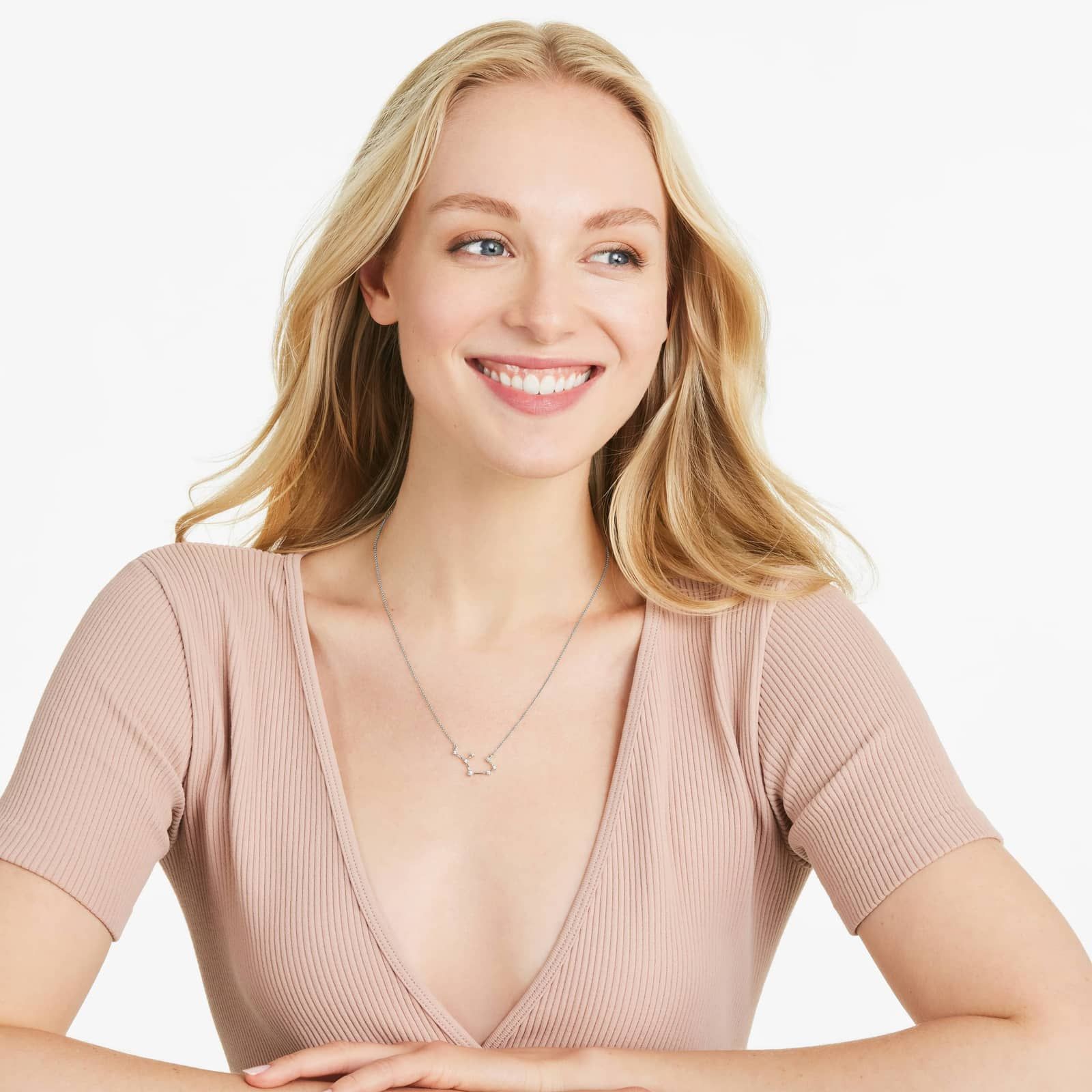 Lab-Grown Diamond Sagittarius Constellation Necklace In 14K White Gold