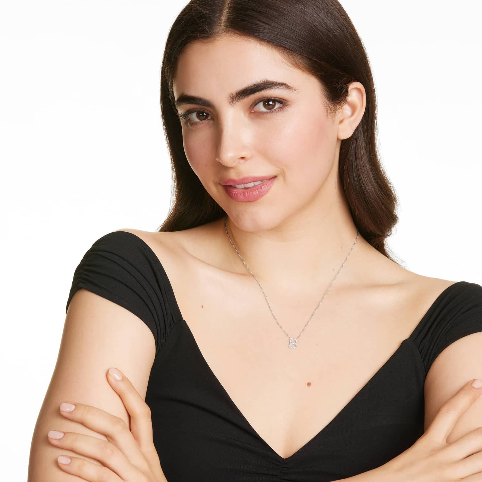 B Initial Lab-Grown Diamond Necklace In 14K White Gold